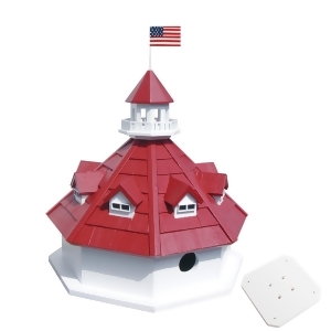 12 Red and White Annapolis Lighthouse Post-Mount Wild Birdhouse - All