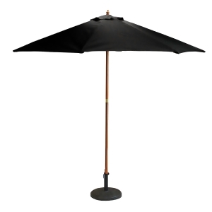 9' Outdoor Patio Market Umbrella Black and Cherry Wood - All