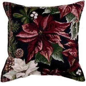 Poinsettia N' Plaid Holiday Christmas Decorative Throw Pillow 17 x 17 - All