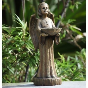 15 Religious Wood Carved Angel Bird Feeder Outdoor Garden Figure - All