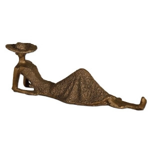 17 Textured Antiqued Bronze Lounging Cosmopolitan Woman Table Top Sculpture - All