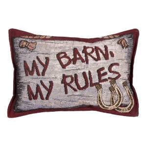 Set of 2 Country Western Barn Rules Decorative Tapestry Throw Pillows 12 - All