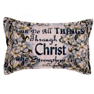 Set of 2 All Things Through Christ Religious Tapestry Throw Pillows 12 - All