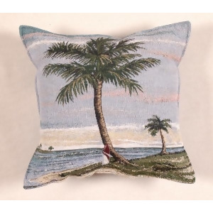 17 Tropical Palm Tree Beach Scene Tapestry Throw Pillow - All