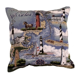 17 North Carolina Lighthouses Tapestry Throw Pillow - All