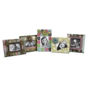 Set of 5 Colorful Springtime Floral and Polka Dot Photo Picture Frames 11.75 - All