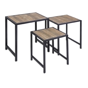 Set of 3 Decorative Minimalist Planked Dovetail Nesting Tables - All