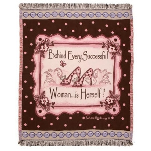 Behind Every Successful Woman...is Herself Fringed Afghan Throw Blanket 60 x 50 - All