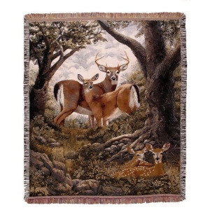 Hidden Eyes Deer Family Afghan Throw Blanket 60 x 50 - All