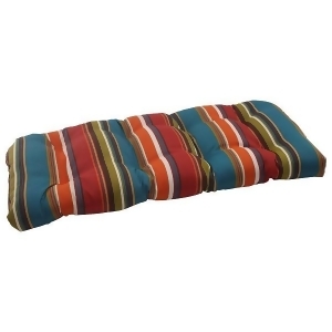 44 Moroccan Multi-color Striped Outdoor Patio Tufted Wicker Loveseat Cushion - All