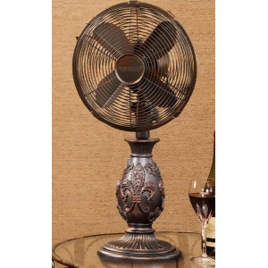 23 French Style Fleur-de-Lis Accent Oscillating Table Top Fan - All