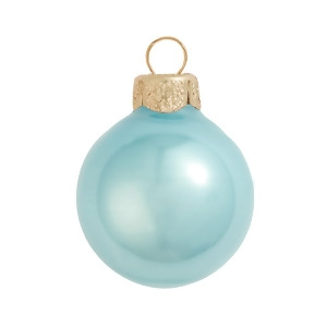 8Ct Pearl Baby Blue Glass Ball Christmas Ornaments 3.25 80mm - All