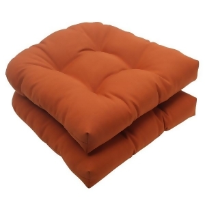 Set of 2 Cinnamon Burnt Orange Outdoor Patio Tufted Wicker Seat Cushions 19 - All