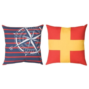 Colorful Striped Nautical Compass and X Pillow 20 X 20 - All