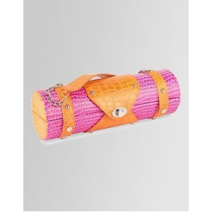 13.25 Fashion Avenue Stylish Pink Orange Crocodile Pattern Wine Bottle Purse - All