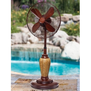 50 Tropical Akupu Wicker Pattern Adjustable Oscillating Outdoor Standing Fan - All