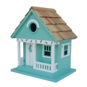 9.5 Fully Functional Whimsical Aqua Blue Beachfront Cottage Birdhouse - All