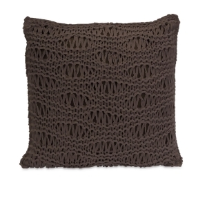 16 Decorative Cocoa Crochet Waves Cotton Throw Pillow - All