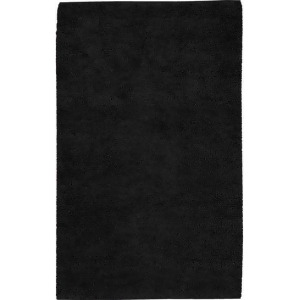 2' x 3' Solid Coal Black Hand Woven New Zealand Wool Shag Area Throw Rug - All