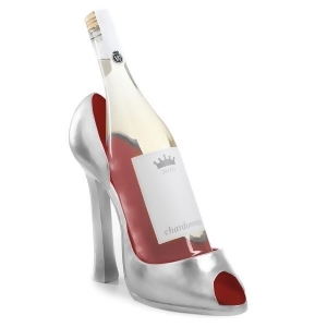 9 Fashion Avenue Women's Silver Red High Heel Shoe Wine Bottle Holder - All