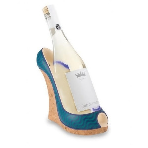 9 Fashion Avenue Women's Decorative Blue Wave Wedge Shoe Wine Bottle Holder - All