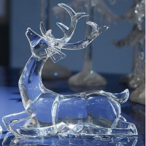 Pack of 4 Icy Crystal Sitting Deer Decorative Figurines 7.5 - All