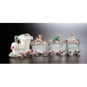Pack of 2 Icy Crystal Decorative Christmas Candy Jar Trains 16 - All