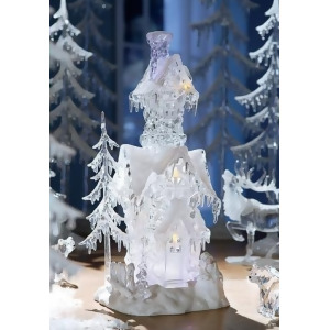 Pack of 2 Icy Crystal Illuminated Decorative Christmas Snow Houses 17.5 - All