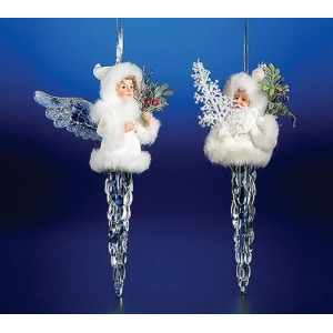 Pack of 8 Icy Crystal Decorative Christmas Icicle Angel Ornaments 7 - All
