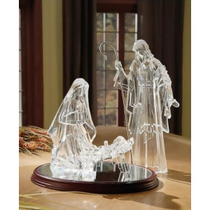 Icy Crystal Illuminated Religious Holy Family Christmas Nativity Figure 16 - All