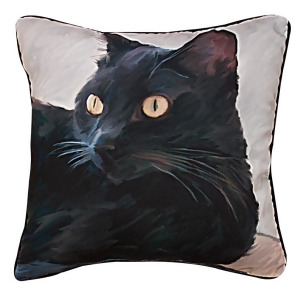 18 Robert McClintock Black Cat Square Throw Pillow - All