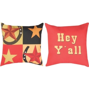 20 Reversible Star Hey Y'all Square Throw Pillow - All