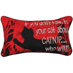 Red Black and White Tapestry Throw Pillow 9 x 17 - All