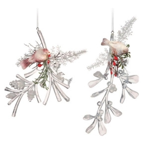 Club Pack of 12 Icy Crystal Decorative Christmas Bird on Branch Ornaments 6 - All