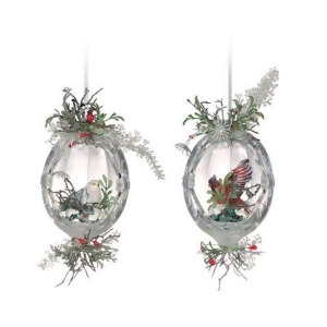Club Pack of 12 Icy Crystal Christmas Oval Inlaid Bird Ornaments 5.5 - All