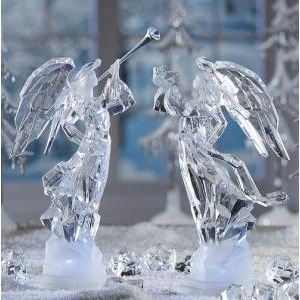 Pack of 2 Icy Crystal Illuminated Angel Ice Sculpture Figurines 11 - All