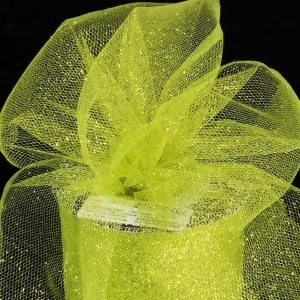 Designer Lime Green Glitter Tulle Craft Ribbon 6 x 110 Yards - All