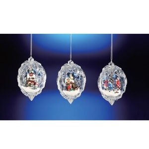 Club Pack of 12 Icy Crystal Egg Shaped Christmas Scene Ornaments 4.5 - All