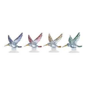 Pack of 4 Icy Crystal Decorative Hummingbirds with Suction Cups 3.5 - All