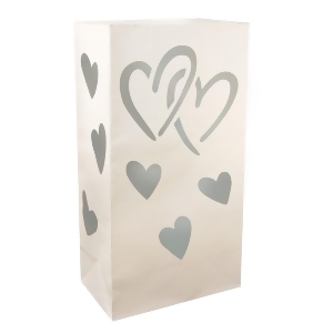 Club Pack of 24 Silver Interlocking Hearts Design Luminaria Bags 11 - All