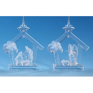 Club Pack of 12 Icy Crystal Religious Christmas Nativity Stable Ornaments 5 - All