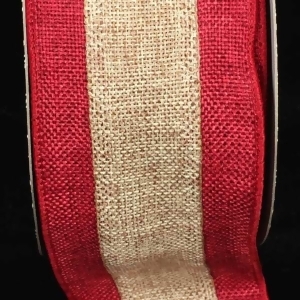 Red and Brown Fine Burlap Wired Craft Ribbon 3 x 20 Yards - All