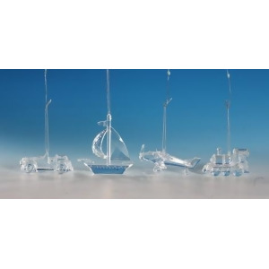 Club Pack of 16 Icy Crystal Decorative Transportation Ornaments 4.5 - All