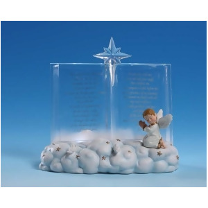 Pack of 4 Icy Crystal Illuminated Heavenly Cherub 23rd Psalm Figurines 5 - All