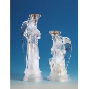 Pack of 2 Icy Crystal Illuminated Christmas Angel Taper Candlesticks 12 - All