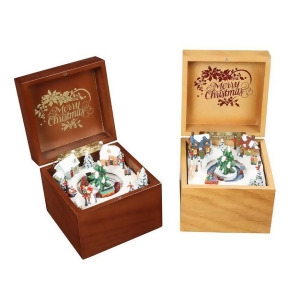 Pack of 4 Icy Crystal Decorative Animated Wooden Music Boxes 3.5 - All