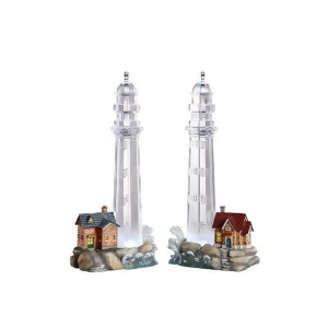 Pack of 4 Icy Crystal Decorative Illuminated Lighthouse Figurines 10 - All