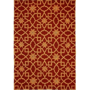 2 Geometrical Moroccan Flower Hand Hooked Outdoor Area Throw Rugs 2.16' x 5' - All
