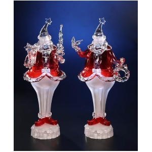 Pack of 2 Icy Crystal Decorative Illuminated Round Santa Figures 13.5 - All