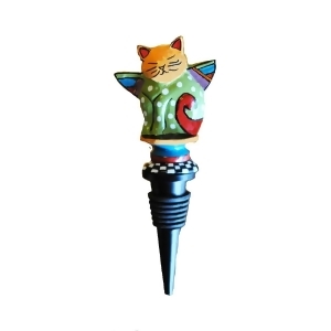 Set of 2 Hand Painted Cast Metal Whimsical Cat with Wings Bottle Stoppers 6 - All